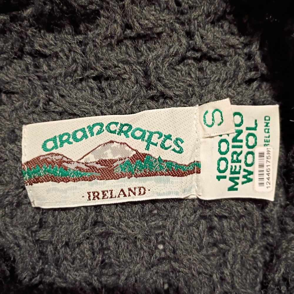Aran Crafts Ireland 100% Merino Wool One Button Cable Knit Cardigan Sweater S